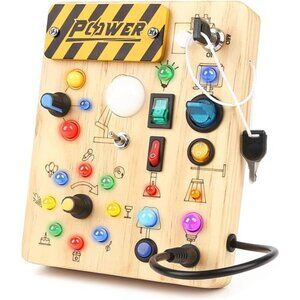 Montessori Busy Board Wooden Sensory Toys for Toddler with LED Light Up